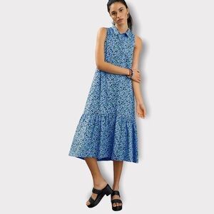 Anthropologie Maeve  paola flounced midi ruffle sleeveless  dress